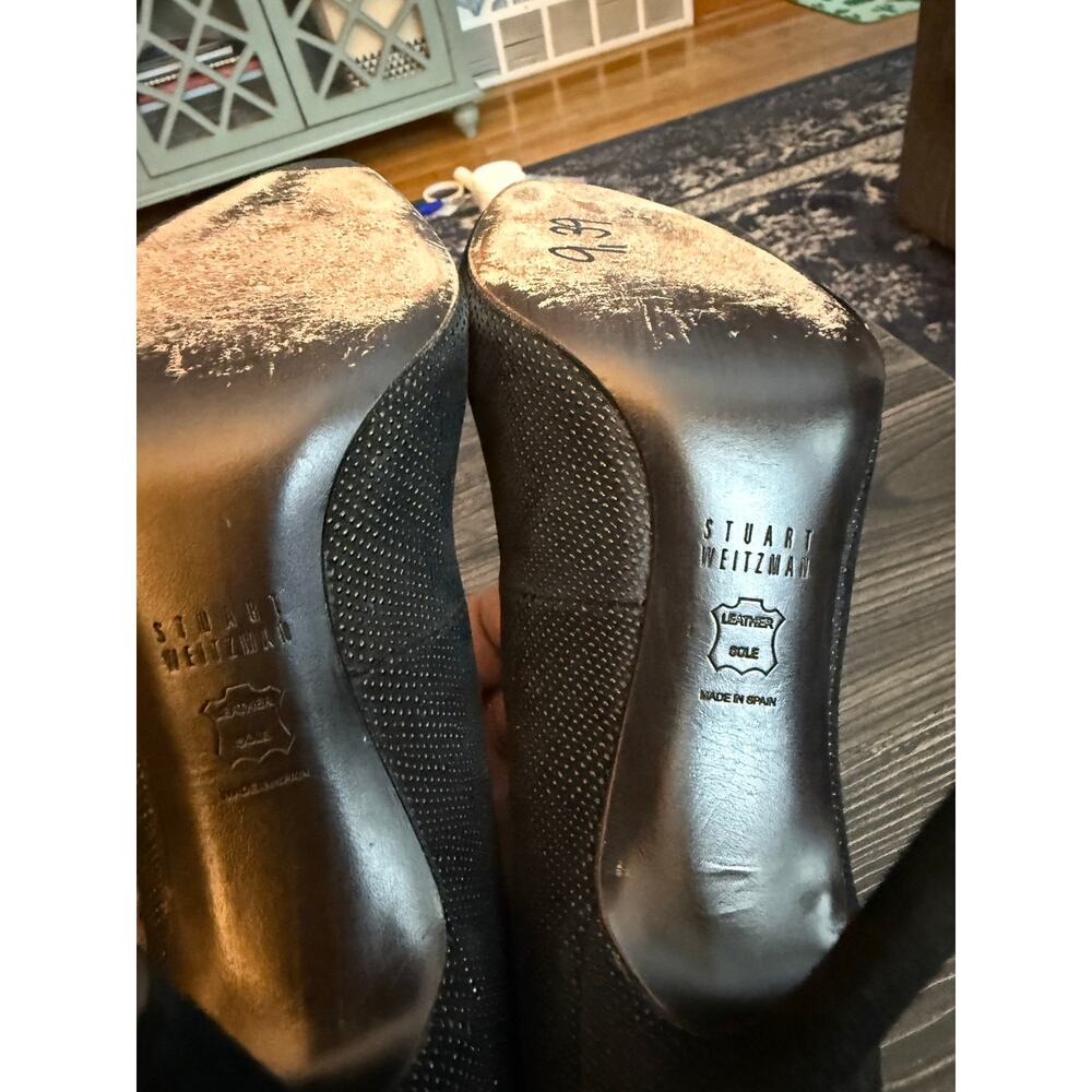 Stuart Weitzman Black Textured Pointed Toe Pumps … - image 3